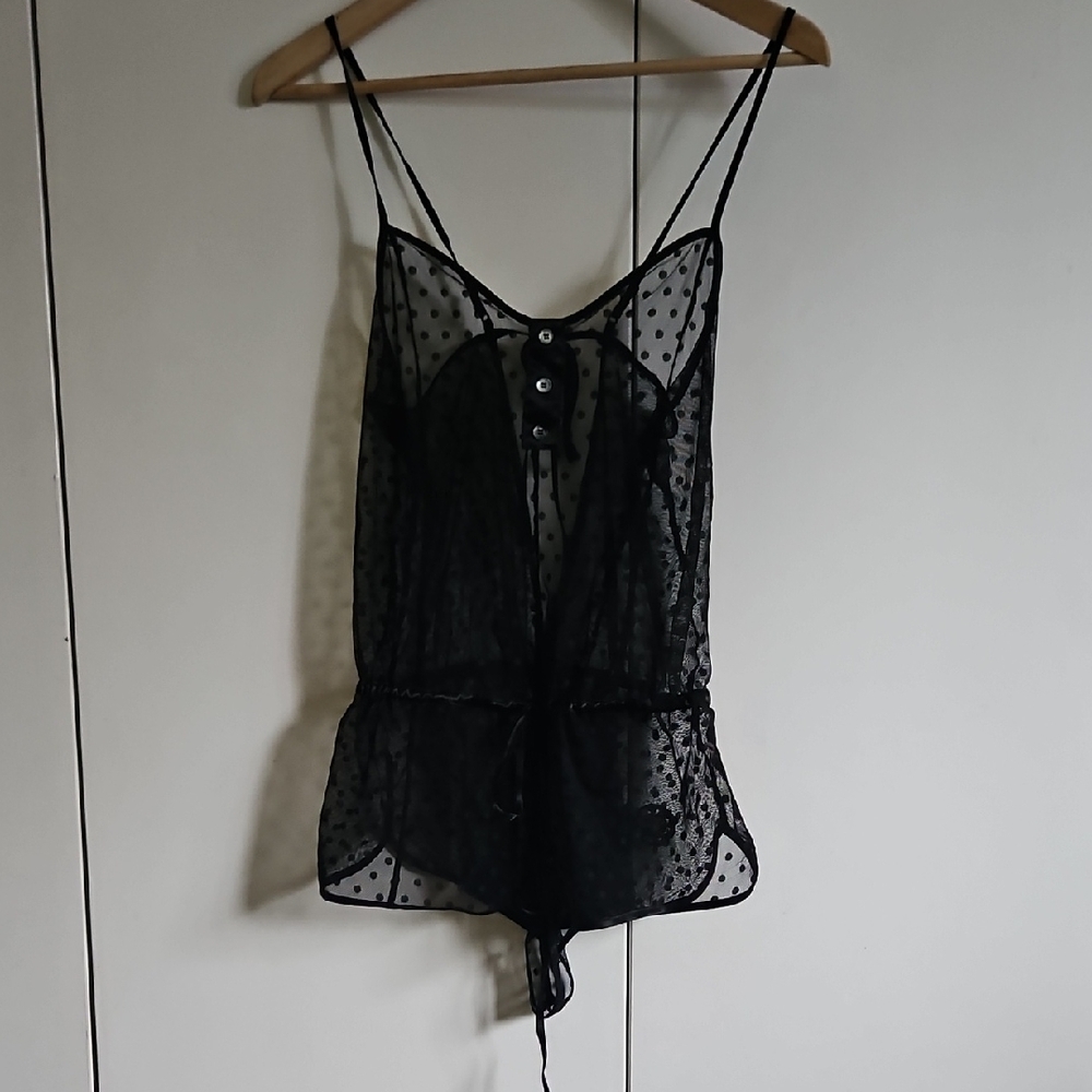 Sheer Black Polka Dot Bodysuit